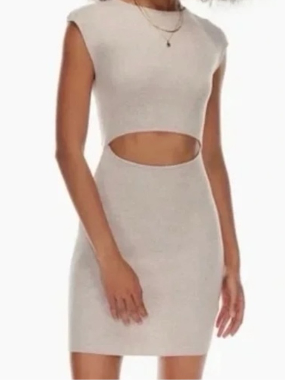 Aritzia Beige Cutout Dress